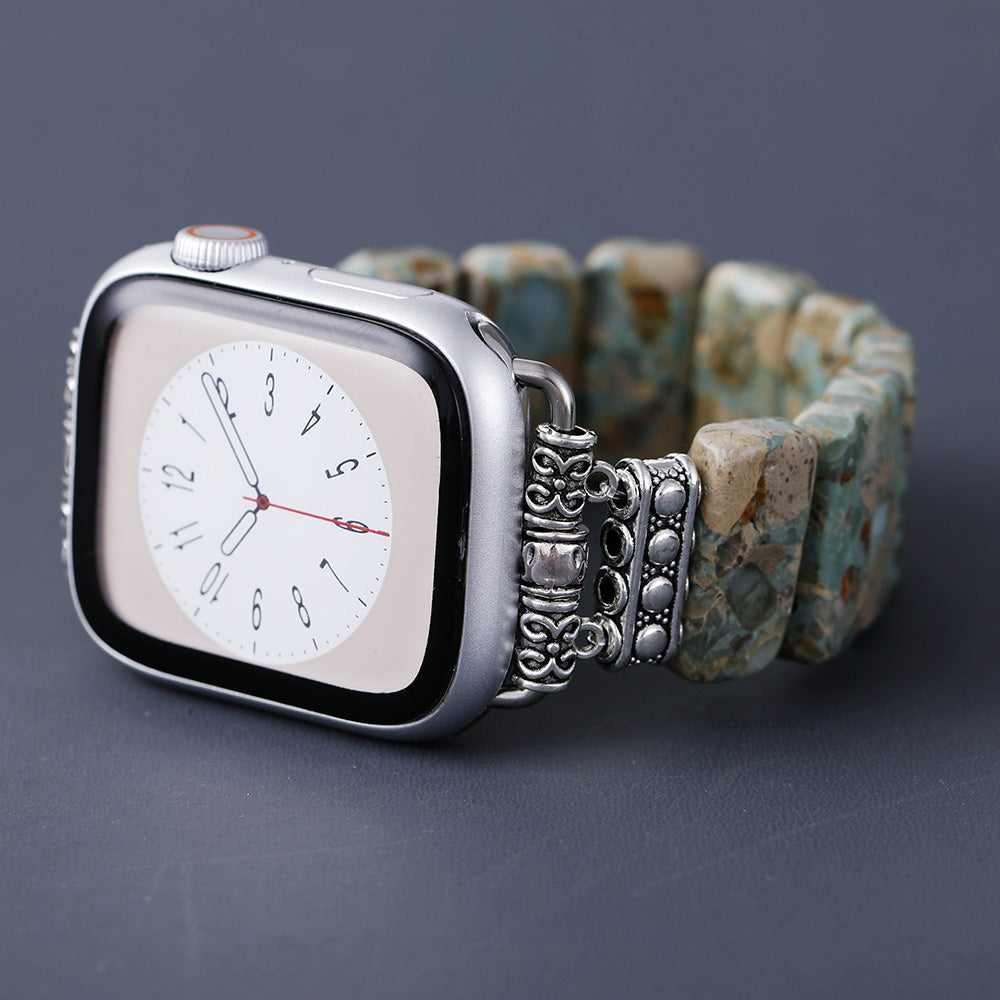 Natural Jasper Stone Stretch Apple Watch Strap