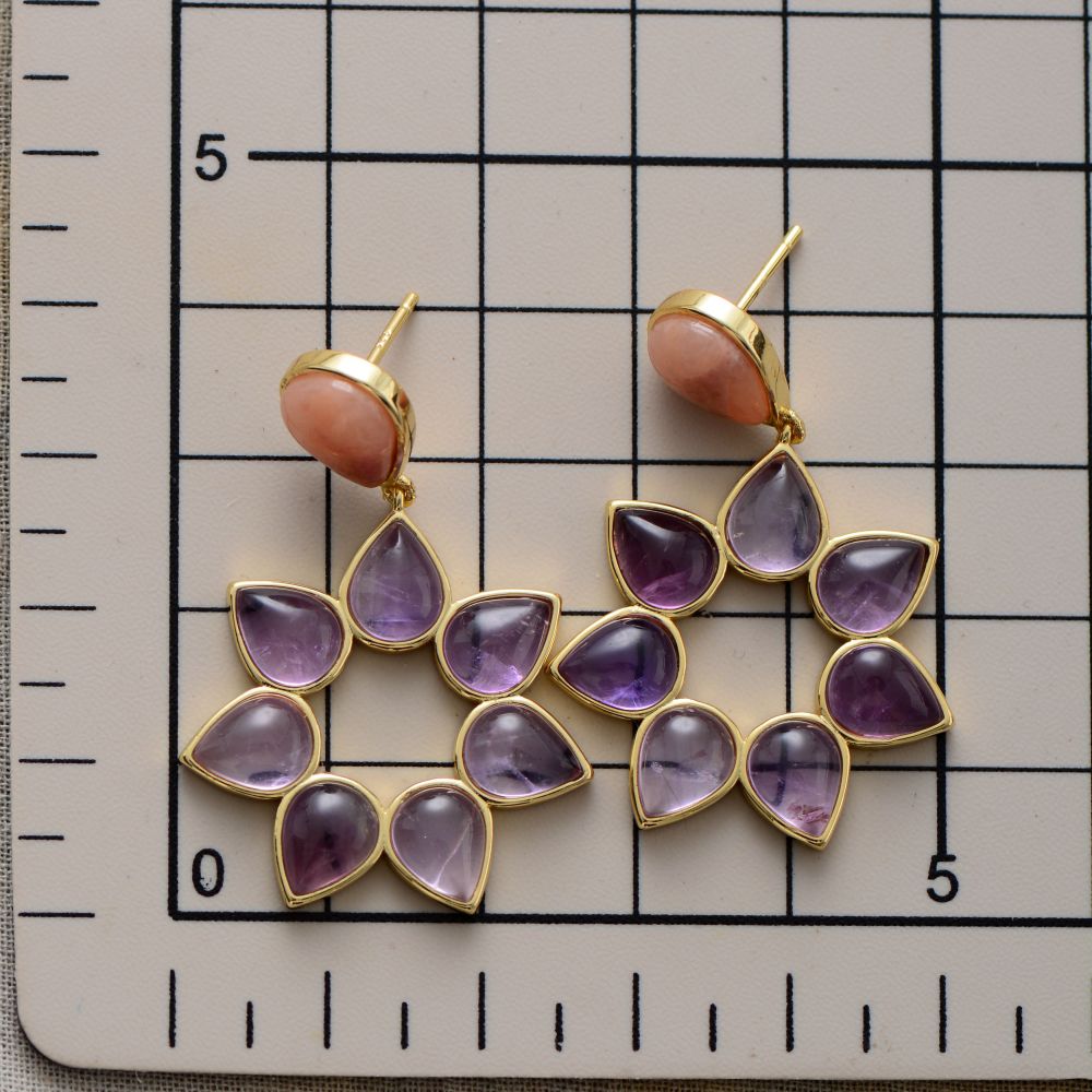 Flower Semiprecious Stones Earrings