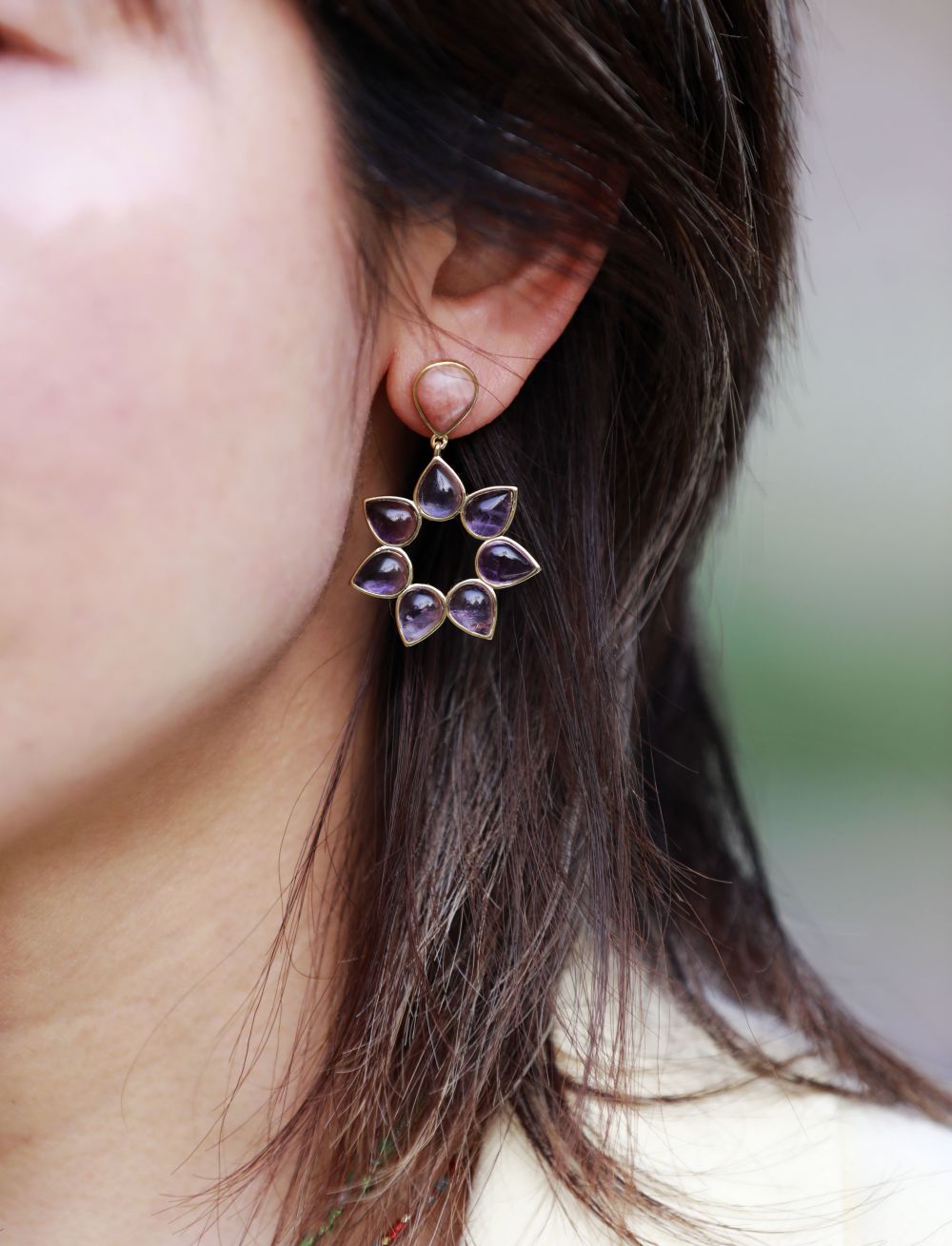 Flower Semiprecious Stones Earrings