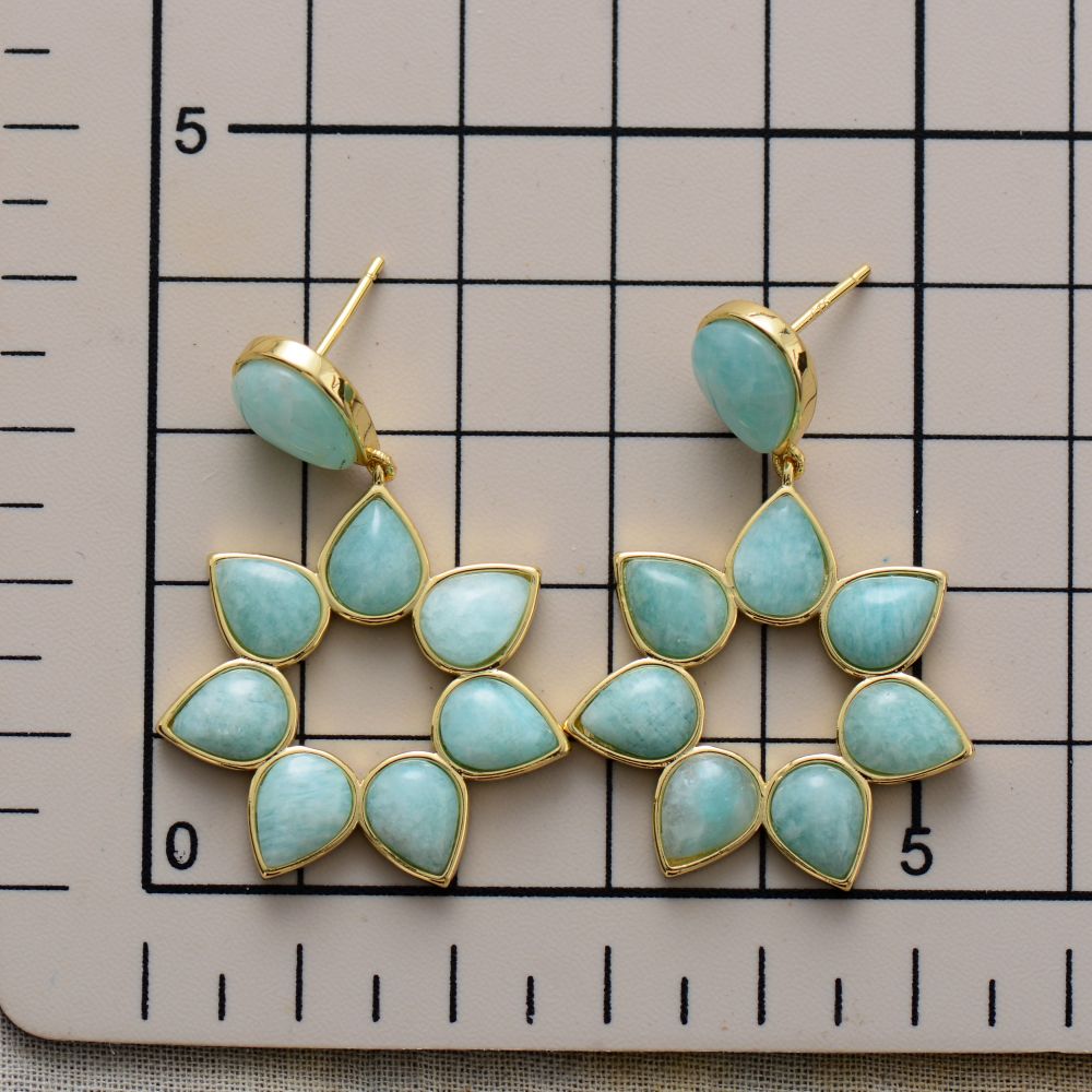 Flower Semiprecious Stones Earrings