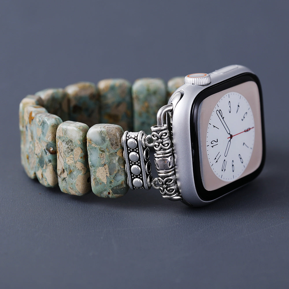 Natural Jasper Stone Stretch Apple Watch Strap