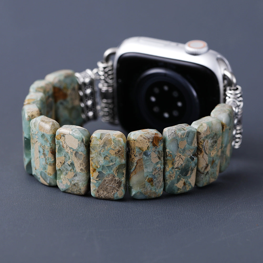Natural Jasper Stone Stretch Apple Watch Strap